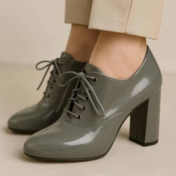 Pour la Victoire Patent Leather Lace Up Heels Sz 8 - Picture 1 of 9